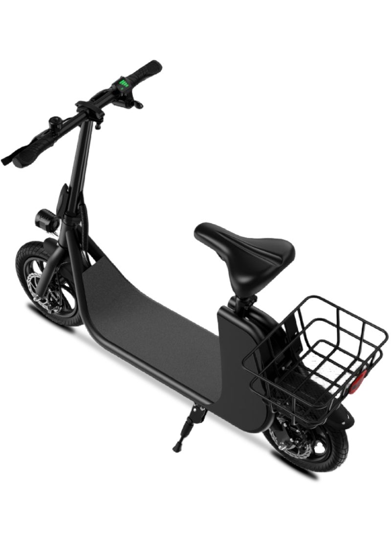 ويندهورس سكوتر ويندهورس C2 الكهربائي القابل للطي مع مقعد وسلة خلفية، محرك 450 واط، بطارية 36 فولت 8 أمبير، سرعة 25–35 كم/س، إطار كربوني متين، إطارات 12.5 بوصة، فرامل قرصية، سكوتر مريح للبالغين - Image 2